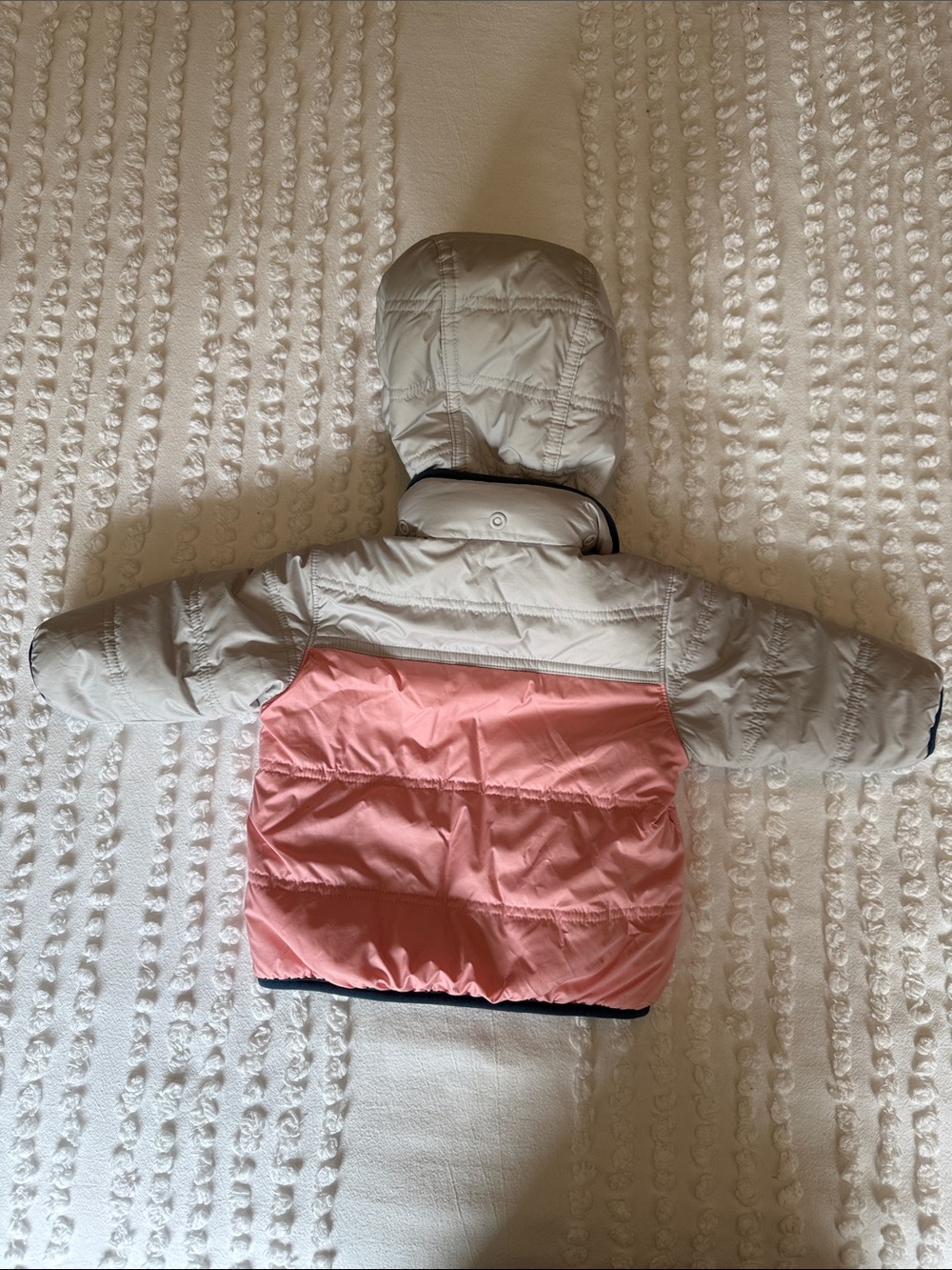 Patagonia Reversible Sherpa-Lined Pink & Light Gray Baby Puffer Jacket 3-6 Month - Picture 3 of 4
